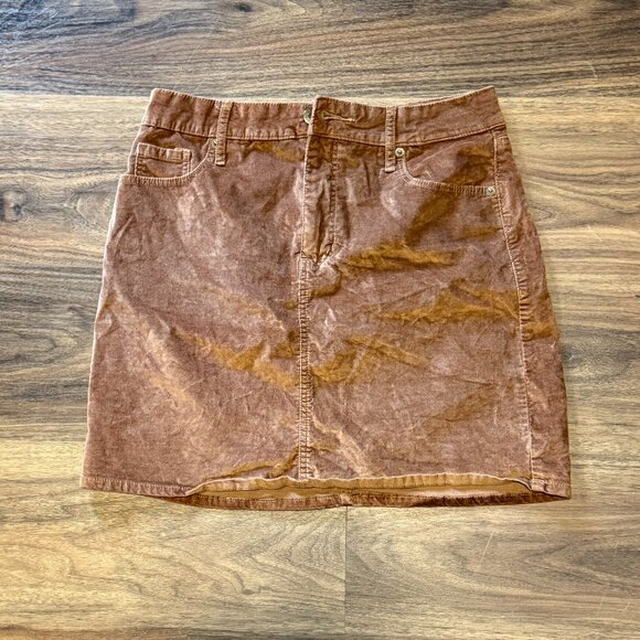 Old Navy Brown Velvet Skirt Women's Size 4 Soft Textured Fall Holiday Style - Picture 1 of 6